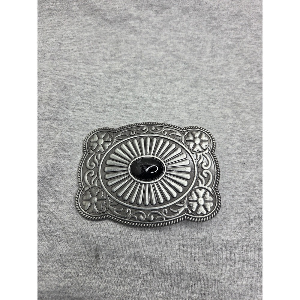 Large Womens Black Gem Floral Southwestern Rodeo Cowgirl Belt Buckle Western